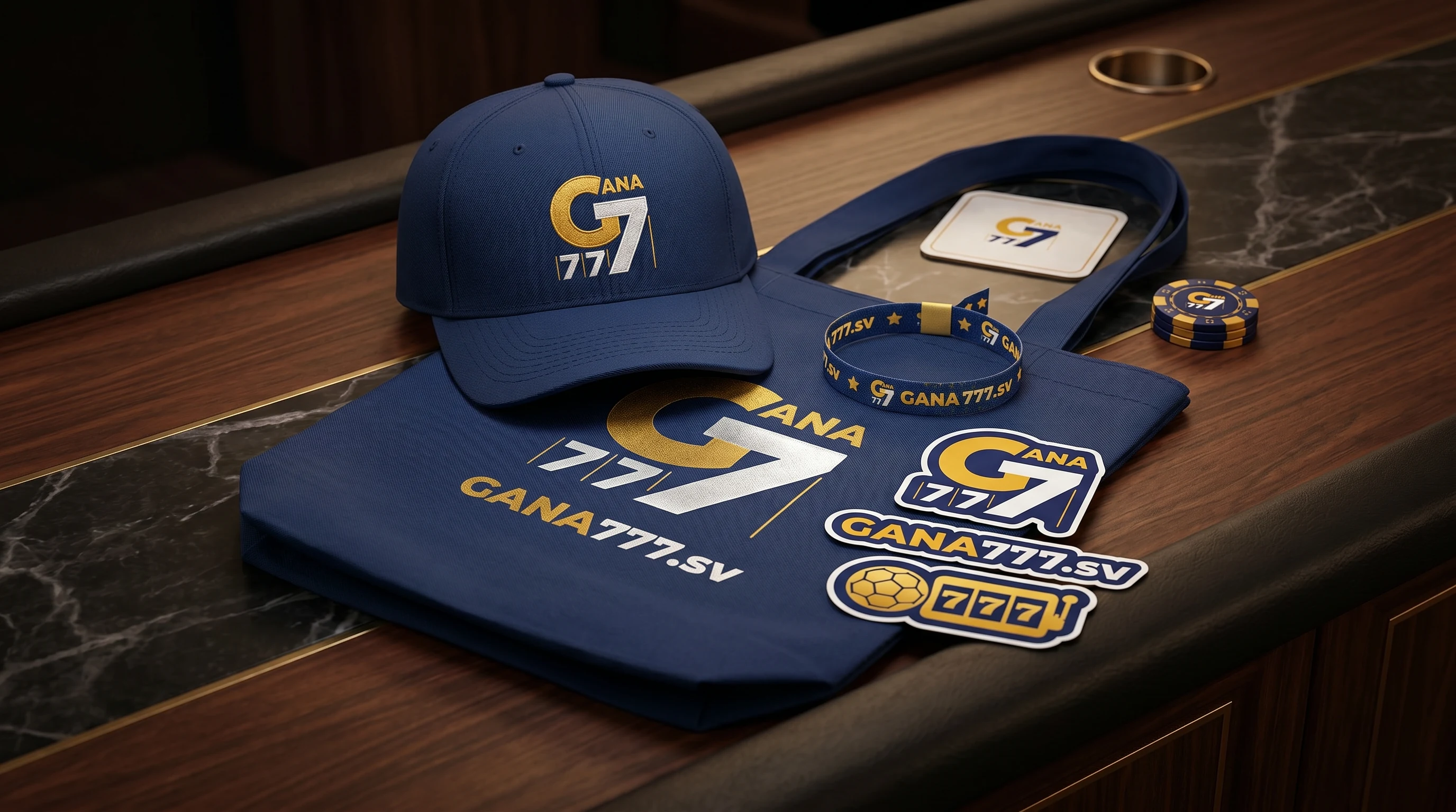 Welcome merch pack Gana777: gorra, pulsera, sticker